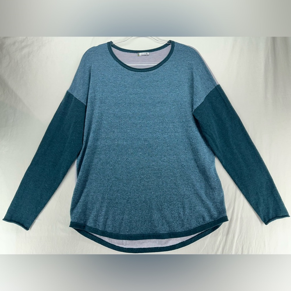 SMARTWOOL Shadow Pine Colorblock Crew Lightweight Sweater Blue‎ Gray XL
